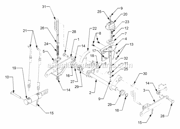 Center Hydraulic Lift Linkage Diagram and Parts List for GT3235 14A-692-710 Cub Cadet Lawn Tractor